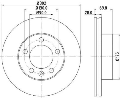 Гальмівний диск перед. Master/Movano 10- (302mm) Hella pagid 8DD355117-121