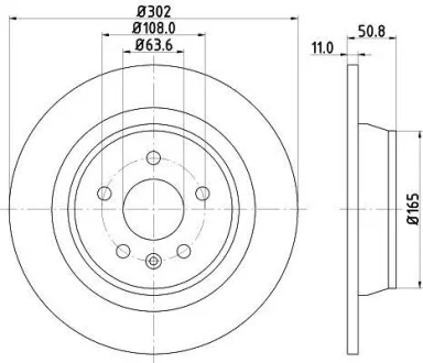 Тормозной диск зад. Ford Mondeo IV 07- (302x11) HELLA PAGID Hella pagid 8DD355118-841