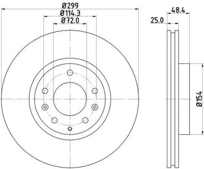 Тормозной диск перед. MAZDA 6 07-13 (299x25) HELLA PAGID Hella pagid 8DD355115-771