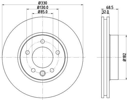 Диск гальмівний перед. прав. VW Touareg 3.0 V6 Tdi 04- 3.6 V6 Fsi 06- Hella pagid 8DD 355 109-741