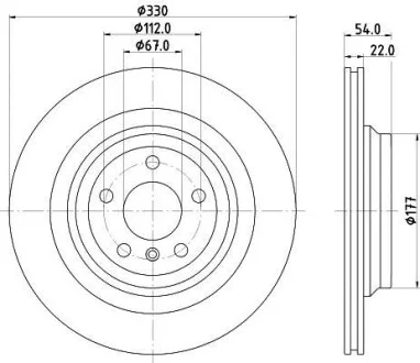 Диск гальмівний зад. (330mmx22mm) MERCEDES GLE W166 15- ML W166 11- Hella pagid 8DD 355 122-561