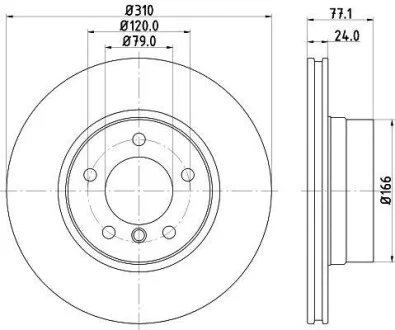 Тормозной диск перед. E60/E61 03-10 Pro HELLA PAGID Hella pagid 8DD355109-901