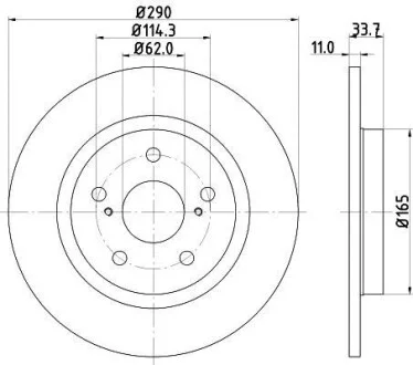 Тормозной диск зад. Avensis 08- 1.6-2.2 HELLA PAGID Hella pagid 8DD355116-121