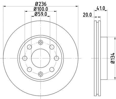 Тормозной диск перед. Aveo 03- (236x20) Hella pagid 8DD355111-341