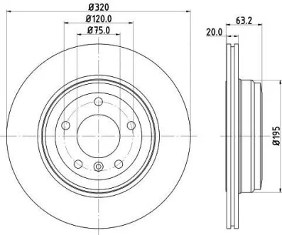 Тормозной диск зад. E60/E61 01-10 Pro HELLA PAGID Hella pagid 8DD355109-941