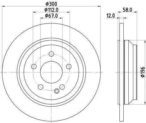 Тормозной диск зад. W447 14- (PRO) HELLA PAGID Hella pagid 8DD355122-441 (фото 1)