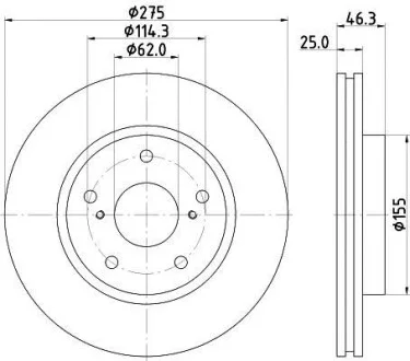 Диск гальмівний перед, Toyota Prius/ RAV 4 III 1.8/2.4 05- Hella pagid 8DD 355 117-361