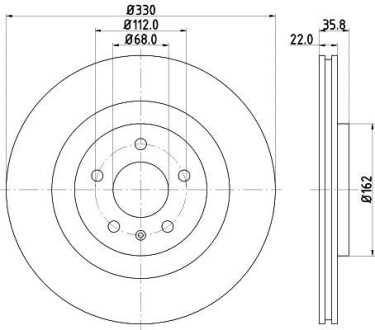 Гальмівний диск зад. A4/A5/A6/A7/Q5/Macan 07- 1.8-3.2 (PRO) 330mm 8DD355118-021 Hella pagid 8DD 355 118-021