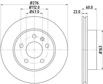 Диски гальмiвнi перед. MB Vito (638) 2.0-2.8 02.96-07.03 Hella pagid 8DD 355 104-521