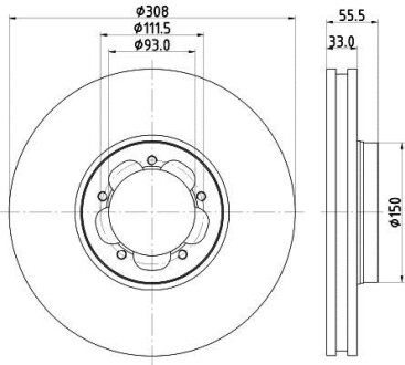 Диск гальмівний передній Ford Transit 2.0, 2.2 TDCi 13- Hella pagid 8DD 355 123-131