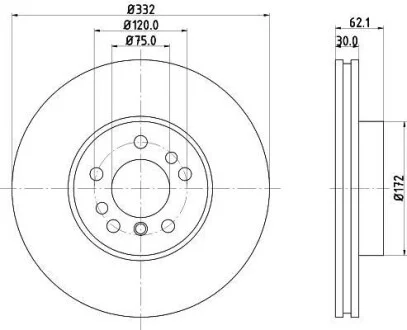 Диск гальмівний перед.BMW X3 (E83) X5 (E53) 3.0/4.4 00- Hella pagid 8DD 355 127-631