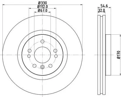 Гальмівний диск перед.. DB M-Clas 164 3.0CDI 06- Hella pagid 8DD 355 113-171