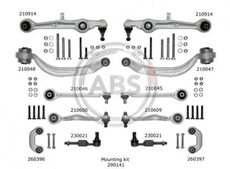 К-кт важелів перед.підвіски Audi A4 (з тонким пальцем) A.B.S. A.B.S. 219901 (фото 1)