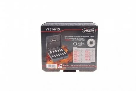 Набор головок 12-ти гранных 1/4" (13 шт) Vigor V7514/13