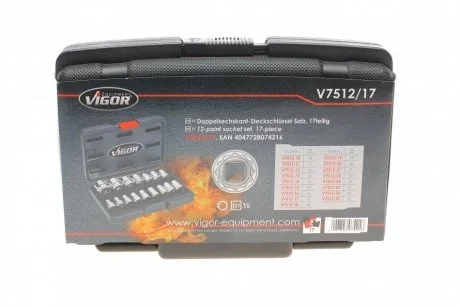 Набор головок 6-ти гранных 1/2" (16шт) Vigor V7512/17