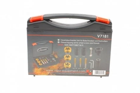 Набор метчиков и плашек (M12x1.25/M12x1.5/M15x1.5) (13 шт) Vigor V7181