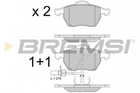 Гальмівні колодки пер. Passat B5/Audi A4/A6 00-05 (з датчиком) Bremsi BP2816 (фото 1)