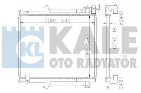 Радіатор охолодження двигуна (паяний) Mitsubishi L200 (05-) 2.5Di-D KALE OTO RADYATOR Kale oto radyator 370400