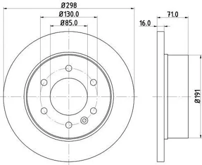 Тормозной диск зад. Sprinter/Crafter 06- (3.0-3.5t) 298mm HELLA PAGID Hella pagid 8DD355117-641