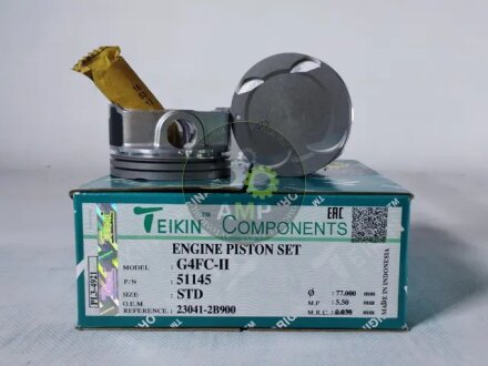 Поршень ДВЗ STD (4од.+пальці) Hyundai 1.6 (G4FC-II) Elantra (15-), Cerato (16-) TEIKIN 51145-STD