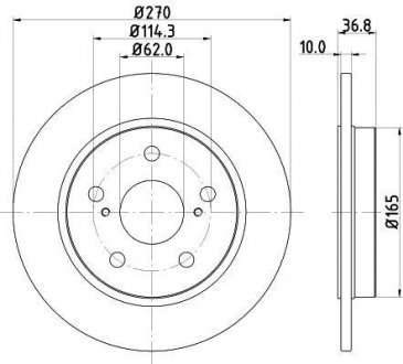 Диск тормозной задний Toyota Auris, Corolla 1.4, 1.6, 1.8 (12-) Nisshinbo ND1007K