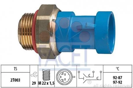 Датчик вмикання вентилятора Citroen Jumper / Fiat Ducato / Peugeot Boxer 2.0-2.8 i/D/HDi/iDTD/TDI 9 Facet FACET 7.5643