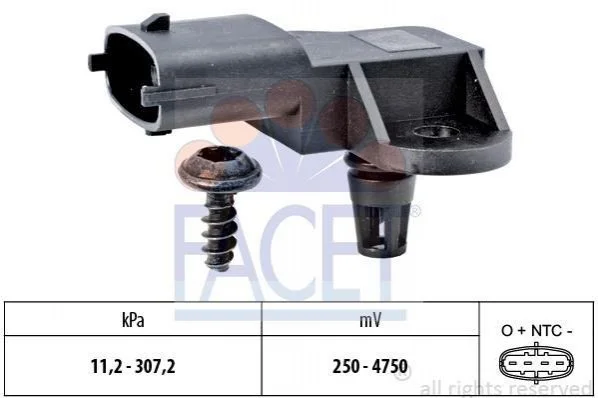 Датчик тиску вихлопних газів Fiat Doblo / Ford Focus/Mondeo/Transit Connect 1.0-2.3 i/EcoBoost 11-> Facet FACET 10.3341 (фото 1)