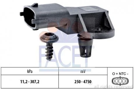 Датчик тиску вихлопних газів Fiat Doblo / Ford Focus/Mondeo/Transit Connect 1.0-2.3 i/EcoBoost 11-> Facet FACET 10.3341