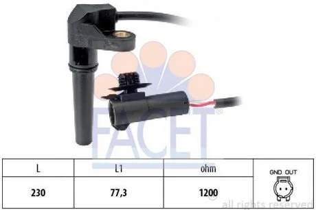 Датчик обертів коленвала Citroen Jumpy / Peugeot Expert / Renault Kangoo 1.4-2.0 i (97-) FACET 9.0617