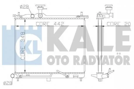 Радіатор охолодження двигуна (паяний) Hyundai i10 (07-) 1.1i Kale oto radyator 341970