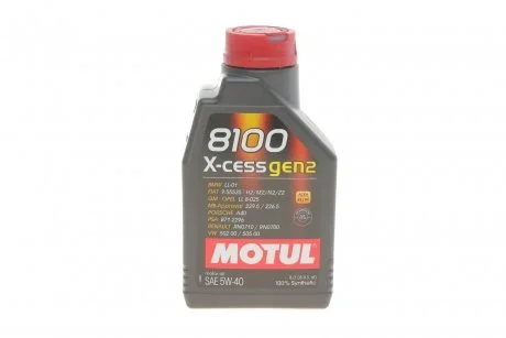 Масло 5W40 X-cess 8100 gen2 (1L) (VW 502 00/505 00/MB 229.5/LL-01/RN0710-0700/B71 2296) (109774) MOTUL 368201 gen2