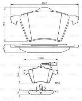 Тормозные колодки перед. VW T4 (с датч.) BOSCH 0986494415 (фото 1)