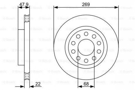 VW AUDI Диск торм. задний A6 -05 BOSCH 0986479366 (фото 1)