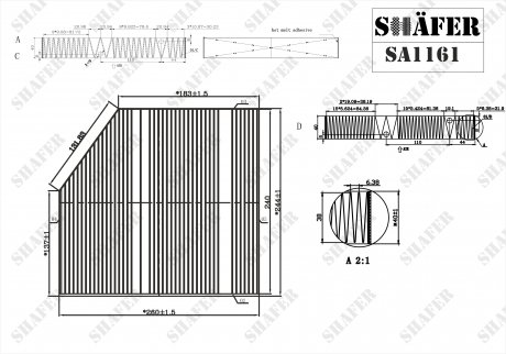 Фільтр салону MB C (W205, S205)/E (W213,S213) SHAFER SA1161