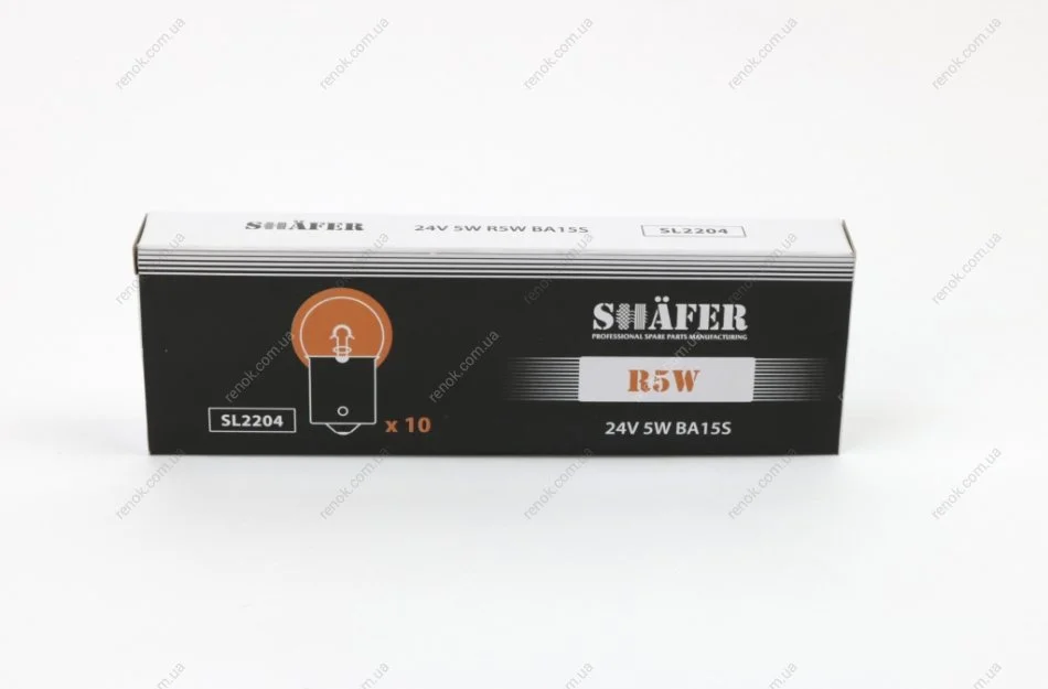 Лампа розжарення 24V 5W R5W BA15S SHAFER SL2204 (фото 1)