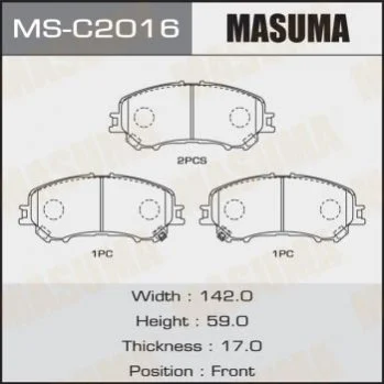 Колодки гальмівні передн Nissan Qashqai (13-), X-Trail (13-) (MS-C2016) MASUMA MSC2016 (фото 1)