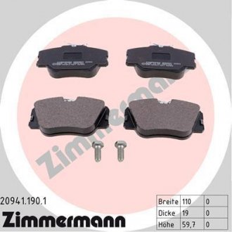 Комплект гальмівних колодок ZIMMERMANN 20941.190.1