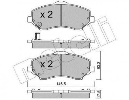 Колодки гальмівні (передні) Chrysler Grand Voyager/Dodge Caravan/Journey/Jeep Cherokee/Compass 07- Metelli 22-0862-0