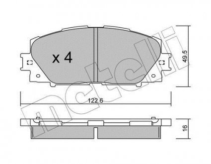 Колодки тормозные (передние) Toyota Prius 08-/Corolla 12-/Lexus CT 10- Metelli 22-0745-1