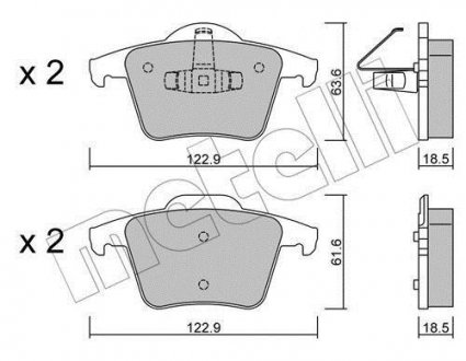 Колодки тормозные (задние) Volvo XC90 02-14 Metelli 22-0688-0 (фото 1)