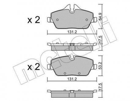 Колодки тормозные (передние) BMW 1 (E81/E82/E87/E88) 04-13/2 (F45) 14-18 Metelli 22-0664-0 (фото 1)