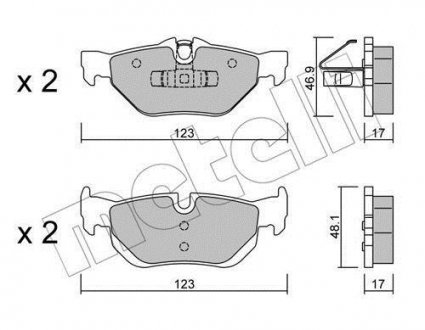 Колодки тормозные (задние) BMW 1 (E81-82/E87-88)/3 (E90-93) 04-13/X1 (E84) 09-15 Metelli 22-0642-0 (фото 1)