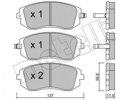 Колодки тормозные (передние) Subaru Forester 02-/Impreza 00-/Legacy 03-14/Outback 03- Metelli 22-0500-0 (фото 1)