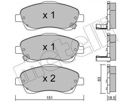 Колодки гальмівні (передні) Toyota Avensis 03-08/Corolla Verso 04-09 Metelli 22-0450-0 (фото 1)