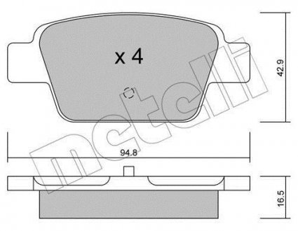 Колодки гальмівні (задні) Fiat Bravo II 07-14/Stilo 01-08/Linea 07-/Multipla 99-10/Lancia Delta 08- Metelli 22-0323-0