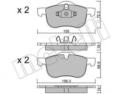 Колодки тормозные (передние) Volvo S60 00-10/S70 97-00/S80 98-06/V70 95-06/XC70 Cross Country 00-07 Metelli 22-0309-0