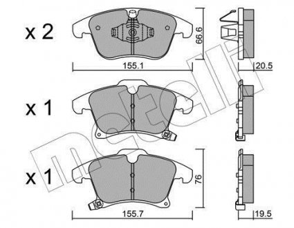 Колодки гальмівні (передні) Ford Galaxy III/S-Max/Mondeo V/Fusion 13- Metelli 22-1039-0