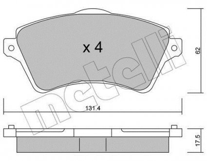 Колодки тормозные (передние) Land Rover Freelander 98-06 Metelli 22-0349-0 (фото 1)