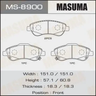 Колодки гальмівні передн Honda CR-V (07-16) (MS-8900) MASUMA MS8900
