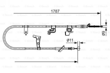 Трос ручного тормоза лев. SUZUKI SX4 06- BOSCH 1987482435